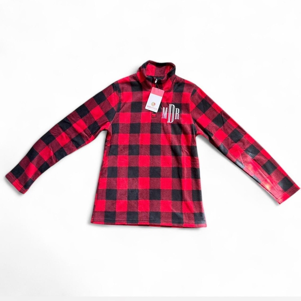 *NWT* MARLEY LILY x Charles River Buffalo Check Plaid Quarter-Zip Fleece — S
